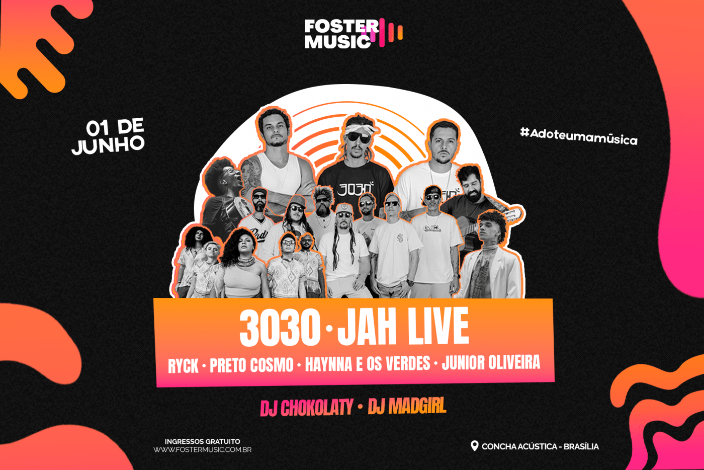 Festival Foster Music ocupa a Concha Acústica de Brasília e recebe Jah Live e 3030